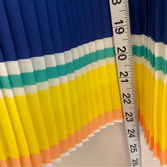 Merona Plus size color block stripe pleated Summer pull on skirt Blue yellow XXL - Picture 6 of 11